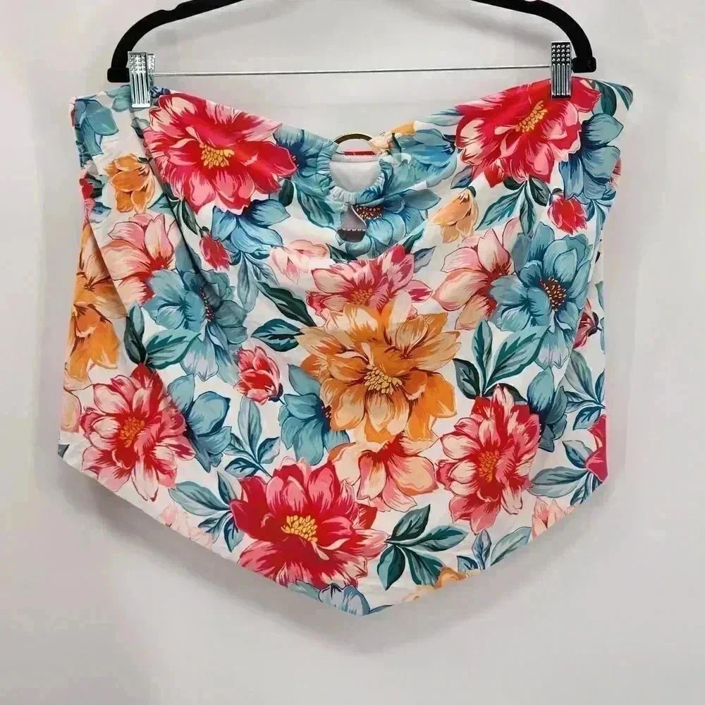 Time and Tru Tankini Top Swim Suit Bathing Plus Size Swimsuit‎ Flower Print 2X